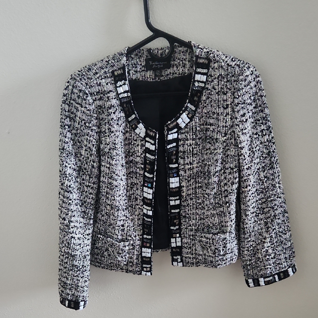 Katherine New York Black And White Tweed Blazer